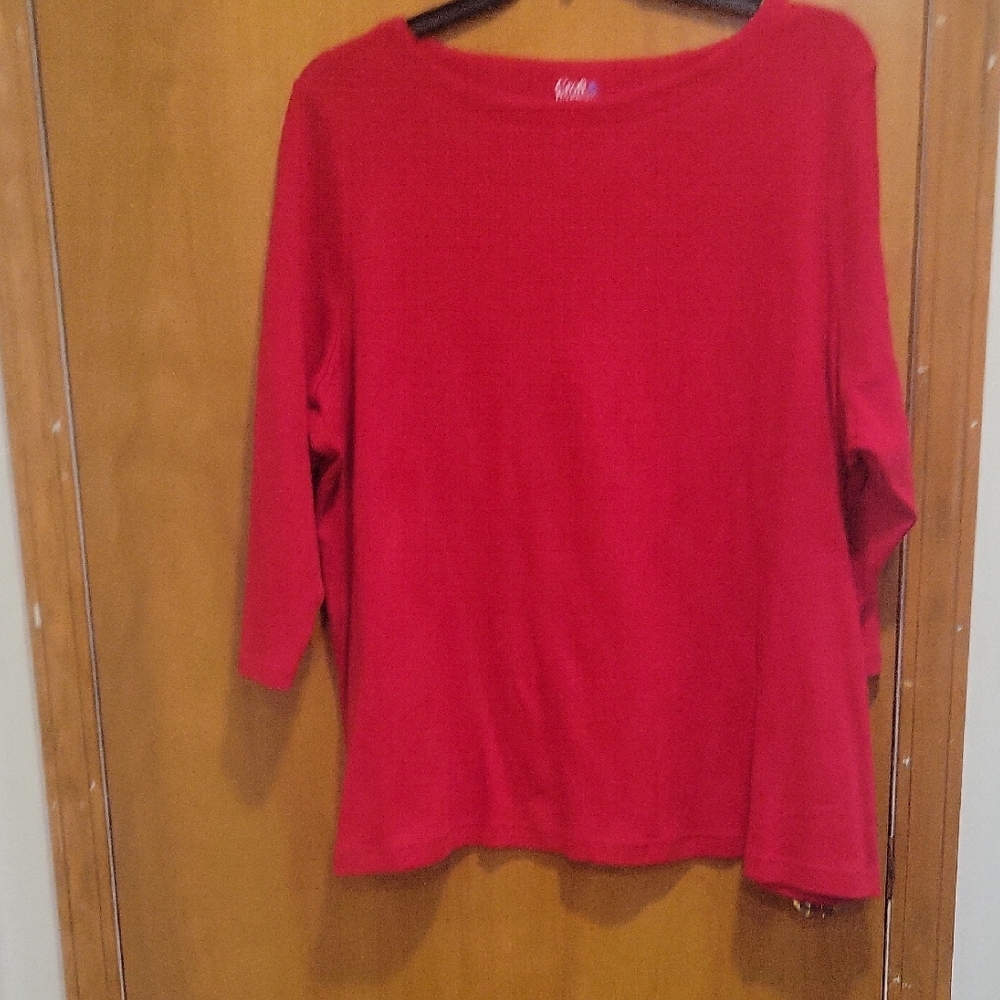 Croft & Barrow Women's Vibrant Red Long Sleeve Top